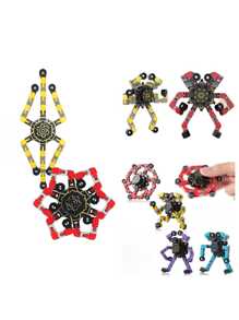 4 件可变形减压陀螺适合儿童和成人缓解压力感官玩具，适合男孩和女孩，适合患有注意力缺陷多动症的儿童和作为礼物（4 件减压玩具）[颜色、款式、随机]女孩玩具礼物、便宜的东西>烦躁玩具情人节礼物