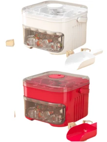 2件装家用易脱模速冻一键按压冰格冰块模具家用制冰盒储存冷冻冰块模型