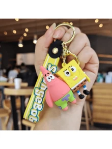 SpongeBob SquarePants SpongeBob Keychain - New Anime Character Keychain Cute Anime Character Couple Bag Pendant Car Keychain Small Accessory Gift Car Accessories For Women Keychain For Bag - Multicolor - View 6