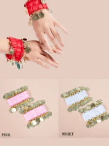 1/2pcs Belly Dance Waist Chain Costume, Metal Mesh Waist Skirt Decor, Coin Waist Belt, Dance Belt, Bohemian Style (Due To Process Issues, The Random Quantity Of Coins Is Not Fixed) - Multicolor - View 7