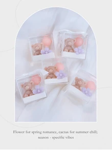 1 قطعة/3 قطع/5 قطع، شمعة على شكل دب صغير، شموع مغلفة بالأكريليك، شموع ديكور المنزل، زينة المنزل، شموع الزفاف، تذكارات حفلة الطفل، شموع معطرة على شكل دب وكاكتوس وبالونات، هدايا مثالية