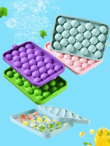 1个25格硅胶冰格，小冰球模具，威士忌冰格模具，带盖水果冰格，葡萄形手工皂模具，家用制冰器，适用于夏季、冰箱、冷冻室、派对、旅行、婚礼、生日、厨房、储物、户外、万圣节、圣诞节、感恩节 - 同款多色 - 查看 2