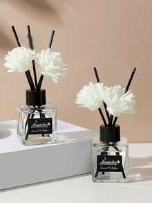 1.69 Oz Reed Diffuser Set - Rectangular Glass Bottle With Rattan Reeds And Sola Flowers, Suitable For Home, Indoor And Bathroom - Long-Lasting Air Freshener, No Electricity Required