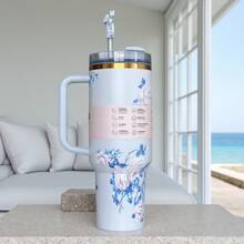 StanleyQuencher H2.0 Tumbler With Handle And Straw 40 Oz | Flowstate3-Position Lid | Cup Holder Compatible For Travel | Insulated Stainless Steel Cup - Blue Flowers - View 3