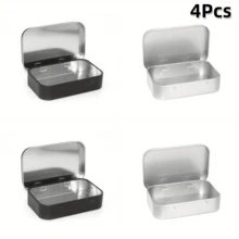 2/4 piezas Caja de lata con tapa abatible, Contenedor de lata metálico, Estuche pequeño portátil, Caja de almacenamiento mini con tapa con bisagra sólida, Para alfileres de dibujo, cuentas, pendientes y manualidades de joyería - Multicolor - Ver 14
