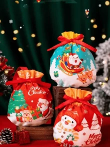 5 piezas Bolsa de embalaje para decoración navideña, Bolsa de regalo de Papá Noel, Bolsa de regalo de muñeco de nieve de Navidad para llevar en la mano, Bolsa de regalo de manzana de Nochebuena, Bolsa de embalaje de fruta navideña, Bolsa de regalo de caramelos, Bolsa decorativa de recuerdo Navidad, Decoraciones navideñas, Pijamas navideños, Regalos de Navidad, Decoración navideña