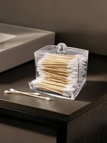 Qtip Dispenser Big Clear Qtip Holder, Bathroom Container Organizer Accessories Decor For Storage-Qtips Cotton Ball