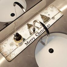1 Stück/90 Stücke Weihnachten, Weihnachtsbaum bedruckter Wasserhahn, wasserabsorbierender Abtropfmatte, Retro Kaffee wasserabsorbierende schnelltrocknende Matte, gummibeschichtete Toiletten- und Küchenarbeitsplatten-Wasserhahn-Abtropfmatte, geeignet für Wasserhähne in Büros, gewerblichen Betrieben und Haushalten, dekorative Küchendekorationen
