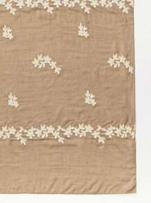 1pc Women Fashionable Spring & Autumn Casual Embroidered Floral Pattern Scarf Shawl Headscarf, Suitable For Everyday Wear