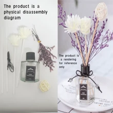 1 pezzo Set di aromaterapia senza fiamma da 50ml, decorazione di oli essenziali per aromaterapia, per rinfrescare l'aria e rimuovere gli odori, disponibile in profumi di limone, lavanda, rosa, gelsomino, Shangri La, giacinti, vero amore, incontro, osmanto, vaniglia, fragola, pesca e oceano. Il prodotto utilizza veri fiori essiccati di piante.