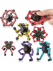 4 件可变形减压陀螺适合儿童和成人缓解压力感官玩具，适合男孩和女孩，适合患有注意力缺陷多动症的儿童和作为礼物（4 件减压玩具）[颜色、款式、随机]女孩玩具礼物、便宜的东西>烦躁玩具情人节礼物