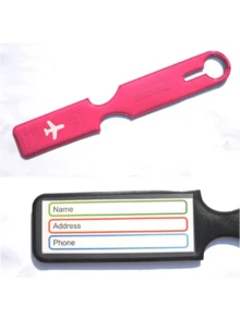 1 件创意飞机图案行李标签、旅行配件、行李标签 PU 皮革标签手提箱标签、ID 地址标签、飞机登机标签、旅行携带识别标签旅行必需品海滩暑假旅行整理器返校包学校用品学校配件学校用品 - 彩色 - 查看 3