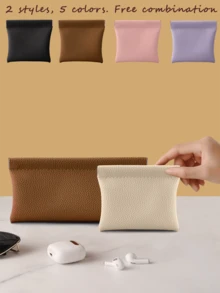 1 pezzo - Portafoglio in pelle autosigillante. Set per passaporto e patente di guida. Porta auricolari e cavo dati. Busta per contanti. Borsa per cosmetici, portafoglio, casual business per donna, portafoglio per donna