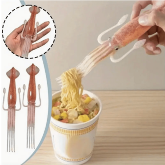 Squid Noodle Fork, Octopus Shape Noodle Fork, Plastic Squid Fork, Pasta Fork, Spaghetti Fork, Cute Squid Shaped Cooking Tools, Multi-Purpose Forks For Ramen/ Pasta/ Salad, Funny Kitchen Gadgets Gift For Adults