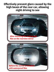 2/4pcs Car Rearview Mirror Film, Waterproof Reflective Film, Anti Fog Nano Coating For Car Rearview Mirrors And Side Windows