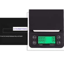 1 件多功能电子咖啡秤，倒入咖啡秤，计时咖啡秤带硅胶隔热垫，3/5kg 0.1g 高精度，纤薄机身，LCD 背光显示屏，防滑底座，带倒计时和秒表功能，适合家庭、办公室和旅行使用，需要 2 节 AAA 电池（不含电池） - 彩色 - 查看 5