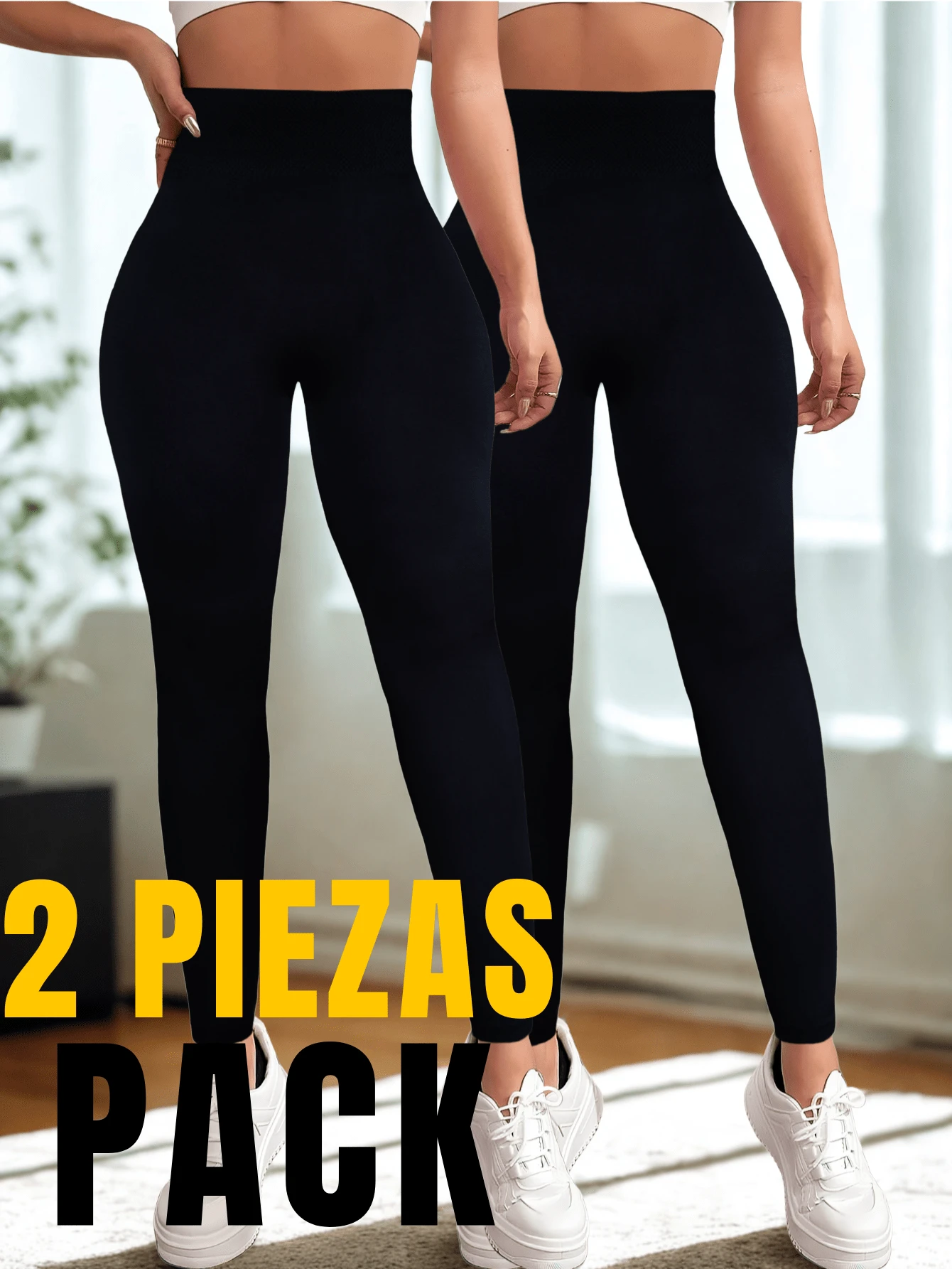 Set De 2 Mallones Mujer Térmico Stretch Leggins Mayon Mallas - Negro - Ver 1