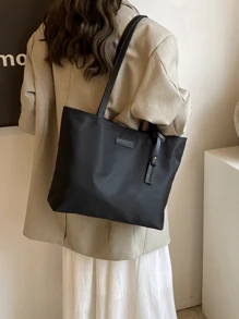 Bolsa de Ombro Feminina de Cor Sólida, Material de Nylon Leve, Moda e Prática