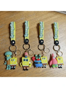 SpongeBob SquarePants SpongeBob Keychain - New Anime Character Keychain Cute Anime Character Couple Bag Pendant Car Keychain Small Accessory Gift Car Accessories For Women Keychain For Bag - Multicolor - View 4