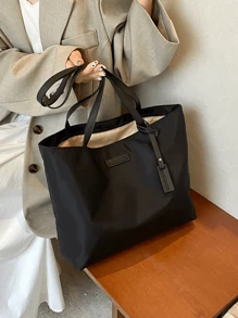 Bolsa de Ombro Feminina de Cor Sólida, Material de Nylon Leve, Moda e Prática