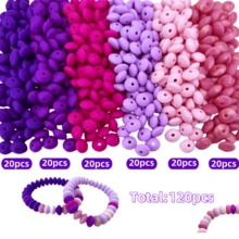 40/120/150 hạt silicon dẹt màu hồng, hạt silicon hình bàn tính 12mm, tự làm, dùng làm móc khóa, vòng tay, vòng cổ. - Nhiều màu - Xem 14