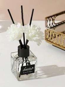 1.69 Oz Reed Diffuser Set - Rectangular Glass Bottle With Rattan Reeds And Sola Flowers, Suitable For Home, Indoor And Bathroom - Long-Lasting Air Freshener, No Electricity Required