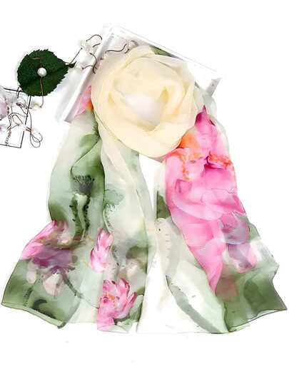 1pc Women's Fashion Elegant Floral Print Scarf