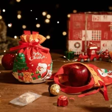 5 piezas Bolsa de embalaje para decoración navideña, Bolsa de regalo de Papá Noel, Bolsa de regalo de muñeco de nieve de Navidad para llevar en la mano, Bolsa de regalo de manzana de Nochebuena, Bolsa de embalaje de fruta navideña, Bolsa de regalo de caramelos, Bolsa decorativa de recuerdo Navidad, Decoraciones navideñas, Pijamas navideños, Regalos de Navidad, Decoración navideña