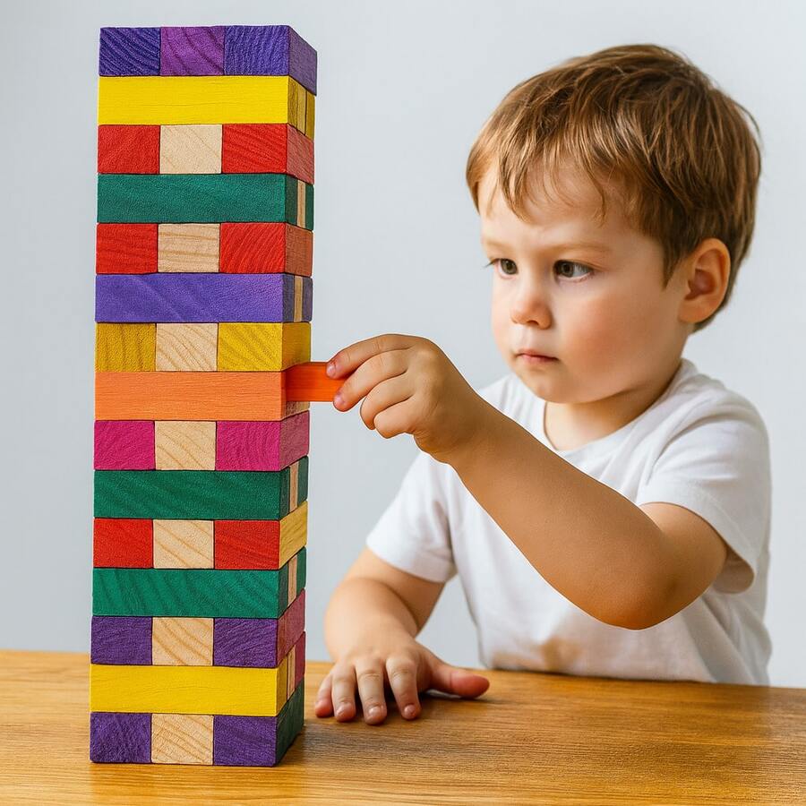 Kit de 3 Jengas de Madera – Mediano, Grande y Jumbo | Juego Educativo y Familiar - Multicolor - Ver 1