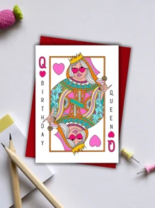 1pc Funny Birthday Cards, Queen Of Hearts Birthday Cards, Stylish Birthday Cards With Envelopes For Mom, Girlfriend, Sister, Daughter, Unusual Things, Cute Aesthetic Items - Multicolor - View 5
