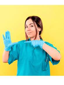 Guantes desechables de nitrilo resistentes FANOVA, paquete de 100 piezas (azul) | Marca WALLETZ, para cocina, baño, hogar, proveedores de artículos del hogar - Azul - Ver 8