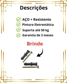 Arara de Parede 60cm Cabideiro Organizador de Roupas Loja Closet Quarto Cabide