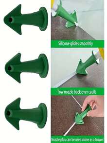 3Pcs Silicone Sealant Nozzle Professional Filling Tools - Sealant And Grout Epoxy Piston Accessories, Durable Silicone Tools - Easy To Clean, For Floor And Tile Gaps, No Power Required. - Green - View 4