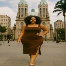 Florida Dress – Flourish With Charm And Elegance - Coffee Brown - View 3