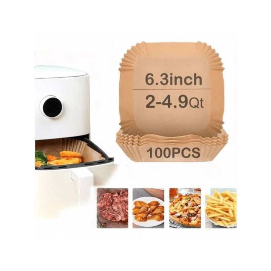 Air Fryer Disposable Paper Liner Square 6.3inch7.9inch 100PCS Natural Baking Parchment Paper Air Fryer Liners, OilProof High Temperature, For Air Fryers, Ovens, Pan And Microwaves - HD06 - 查看 1