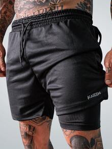 Shorts Compressão 2 em 1 Dry Fit Masculino com Bolso para Celular Porta Toalha e Cordão de Ajuste Academia Final de Ano