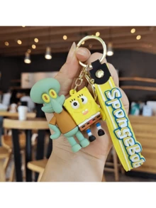 SpongeBob SquarePants SpongeBob Keychain - New Anime Character Keychain Cute Anime Character Couple Bag Pendant Car Keychain Small Accessory Gift Car Accessories For Women Keychain For Bag - Multicolor - View 13