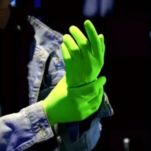 5 Pairs Glow In The Dark Gloves, Party Accessories, Rave Gloves, Neon Green UV Gloves, Luminous In The Dark, Neon Party Supplies, Suitable For Bars, Clubs, Performances, No Electricity Needed, Enhance The Fun And Surprise Of Celebration Events