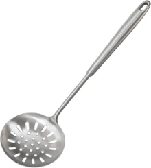 Newness Slotted Spoon, [Rustproof, Heat Resistance, Integral Forming] Durable 304 Stainless Steel Skimmer Spoon With Vacuum Ergonomic Round Handle, Cooking Strainer Spoon For Kitchen, 15.47 Inches - 銀色 - 查看 1