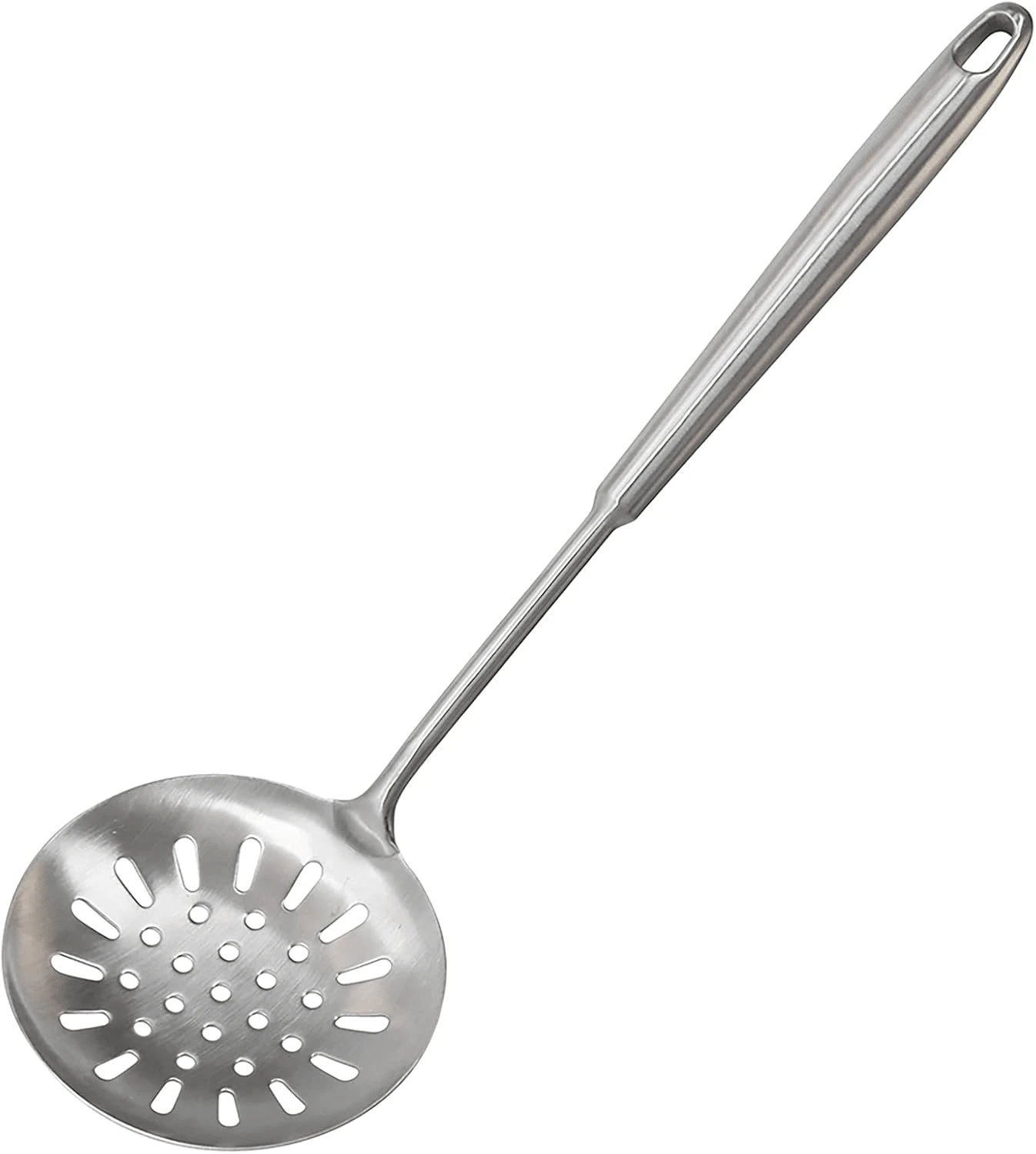 Newness Slotted Spoon, [Rustproof, Heat Resistance, Integral Forming] Durable 304 Stainless Steel Skimmer Spoon With Vacuum Ergonomic Round Handle, Cooking Strainer Spoon For Kitchen, 15.47 Inches - 銀色 - 查看 1