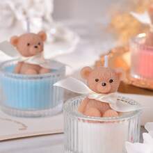 1 قطعة، شمعة دب تيدي، شمعة عطرية في كوب زجاجي بشكل دب تيدي، شمعة عيد ميلاد، شمعة ديكور منزلي، زينة منزلية، شمعة زفاف، هدية تذكارية، هدية عيد ميلاد
