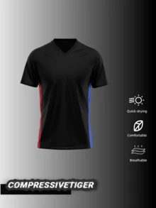 巴塞罗那男士运动卫衣，可定制图案/标志/姓名/号码，速干透气，适合足球、羽毛球、排球等运动，春夏穿着，黑色。 - 黑色 - 查看 2