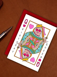 1pc Funny Birthday Cards, Queen Of Hearts Birthday Cards, Stylish Birthday Cards With Envelopes For Mom, Girlfriend, Sister, Daughter, Unusual Things, Cute Aesthetic Items - Multicolor - View 6