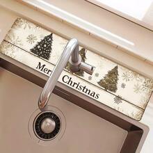 1 Stück/90 Stücke Weihnachten, Weihnachtsbaum bedruckter Wasserhahn, wasserabsorbierender Abtropfmatte, Retro Kaffee wasserabsorbierende schnelltrocknende Matte, gummibeschichtete Toiletten- und Küchenarbeitsplatten-Wasserhahn-Abtropfmatte, geeignet für Wasserhähne in Büros, gewerblichen Betrieben und Haushalten, dekorative Küchendekorationen