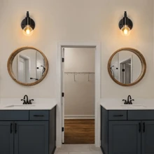 2 件简约曲臂壁灯北欧复古风格铁艺壁灯 E26 单头小壁灯适用于阳台、酒吧、餐厅、卧室、走廊、客厅装饰（不含灯泡）