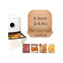 Air Fryer Disposable Paper Liner Square 6.3inch7.9inch 100PCS Natural Baking Parchment Paper Air Fryer Liners, OilProof High Temperature, For Air Fryers, Ovens, Pan And Microwaves - HD06 - 查看 2
