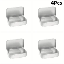 2/4 piezas Caja de lata con tapa abatible, Contenedor de lata metálico, Estuche pequeño portátil, Caja de almacenamiento mini con tapa con bisagra sólida, Para alfileres de dibujo, cuentas, pendientes y manualidades de joyería - Multicolor - Ver 17