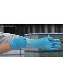 Guantes desechables de nitrilo resistentes FANOVA, paquete de 100 piezas (azul) | Marca WALLETZ, para cocina, baño, hogar, proveedores de artículos del hogar - Azul - Ver 4