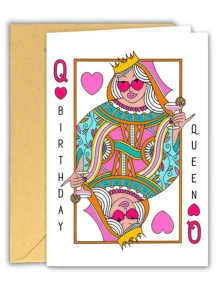 1pc Funny Birthday Cards, Queen Of Hearts Birthday Cards, Stylish Birthday Cards With Envelopes For Mom, Girlfriend, Sister, Daughter, Unusual Things, Cute Aesthetic Items - Multicolor - View 9