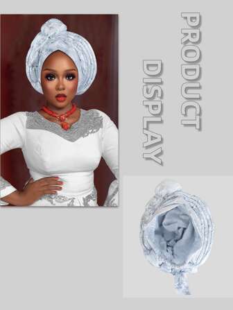 African Headscarf Hat, Handcrafted With Diamond Stickers, Shiny Silk Layered Straps, Nigerian Headwear. Auto Gele Headscarf Hat Is Specially Prepared For Weddings, Parties, And Special Occasions